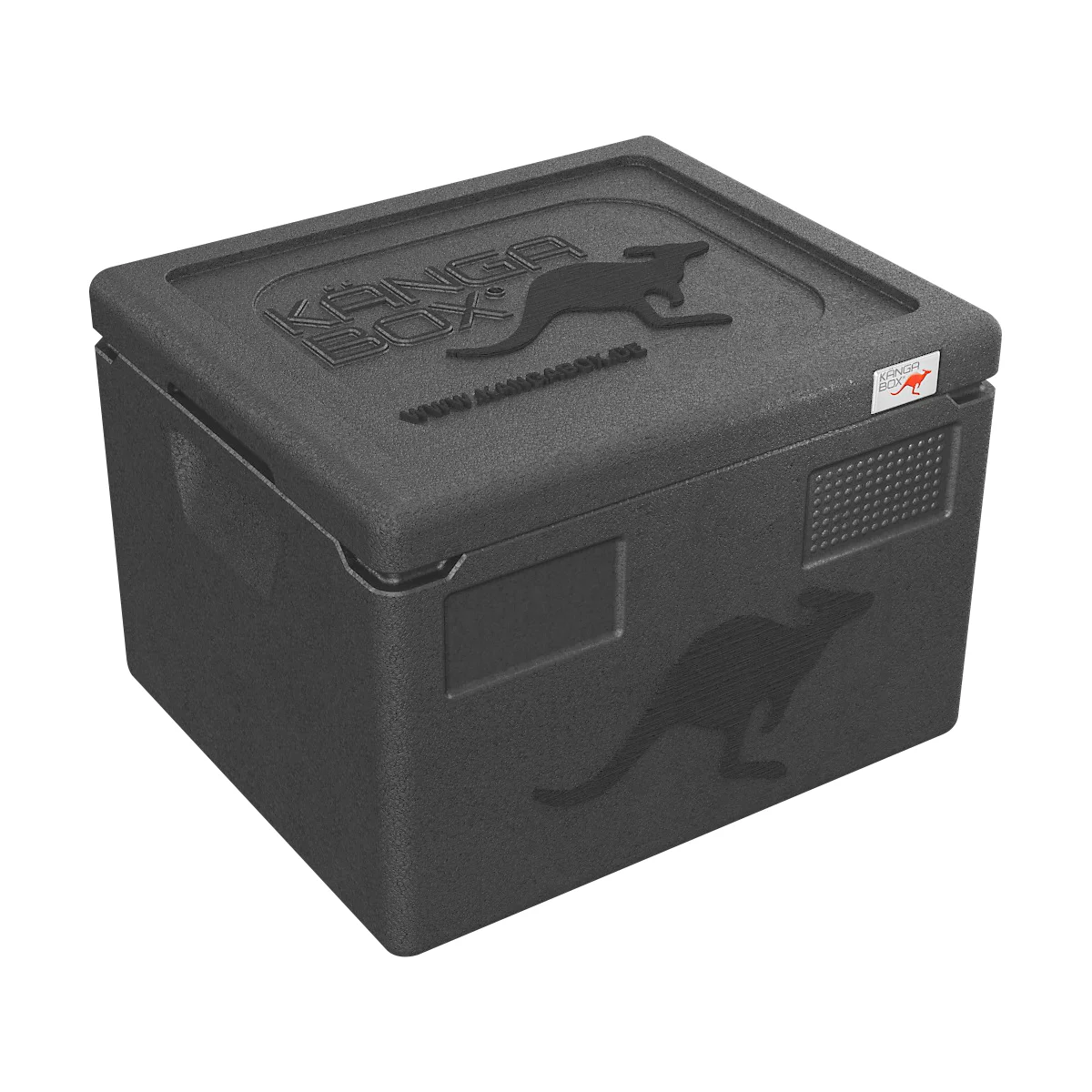 Thermobox Kängabox® Expert GN 1/2, Volumen 10 l, Tragegriffe, stapelbar, mit Deckel, wiederverwendbar, L 390 x B 330 x H 180 mm, EPP, schwarz