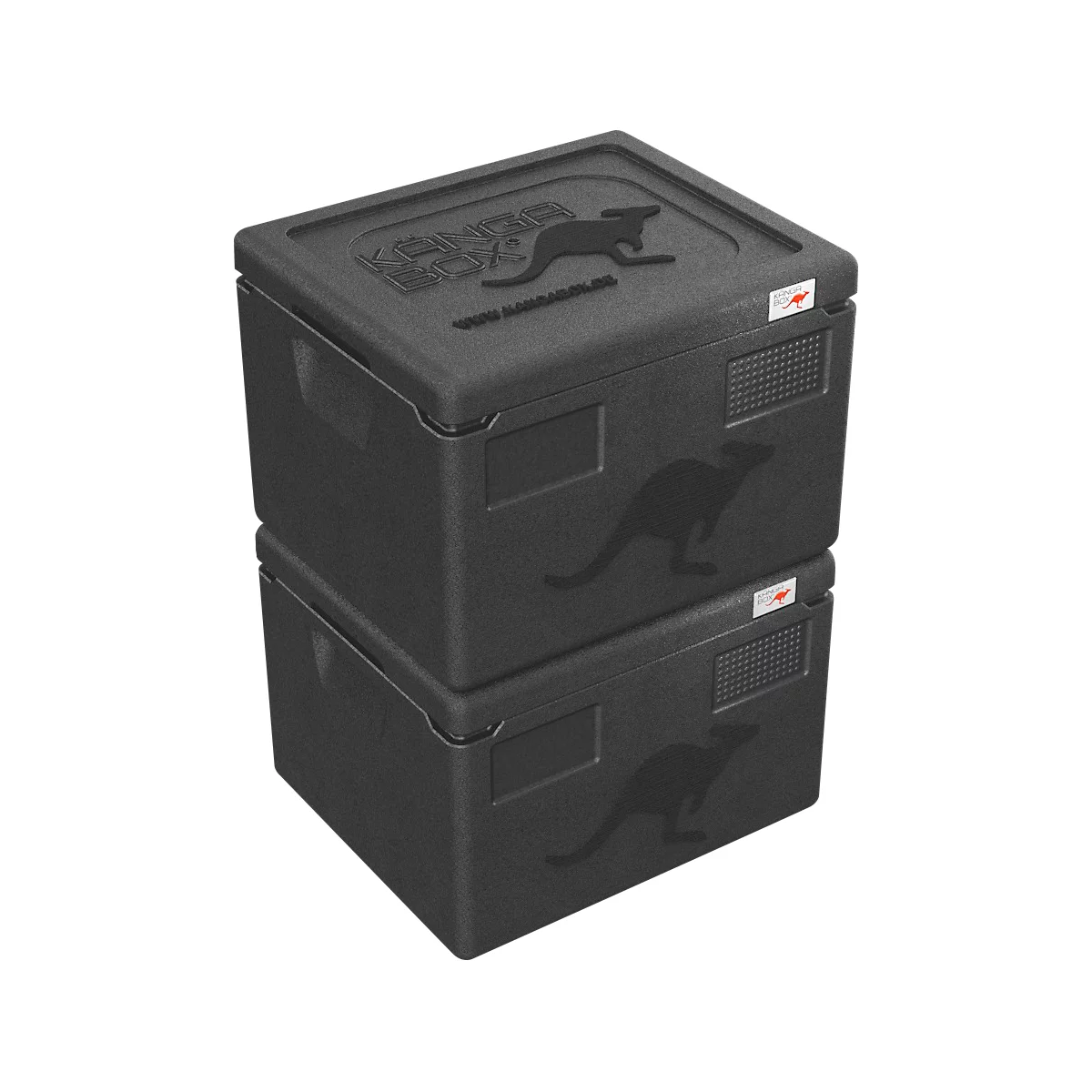 Thermobox Kängabox® Expert GN 1/2, Volumen 10 l, Tragegriffe, stapelbar, mit Deckel, wiederverwendbar, L 390 x B 330 x H 180 mm, EPP, schwarz