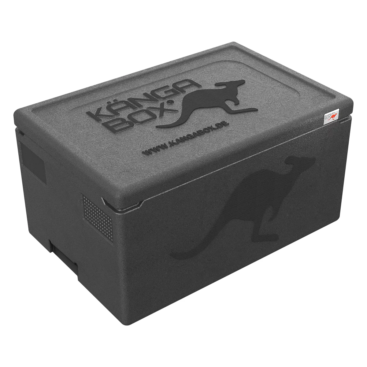 Thermobox Kängabox® Professional GN 1/1, Volumen 39 l, Unterfassgriffe, stapelbar, mit Deckel, EN 10/2011, L 600 x B 400 x H 290 mm, EPP, schwarz