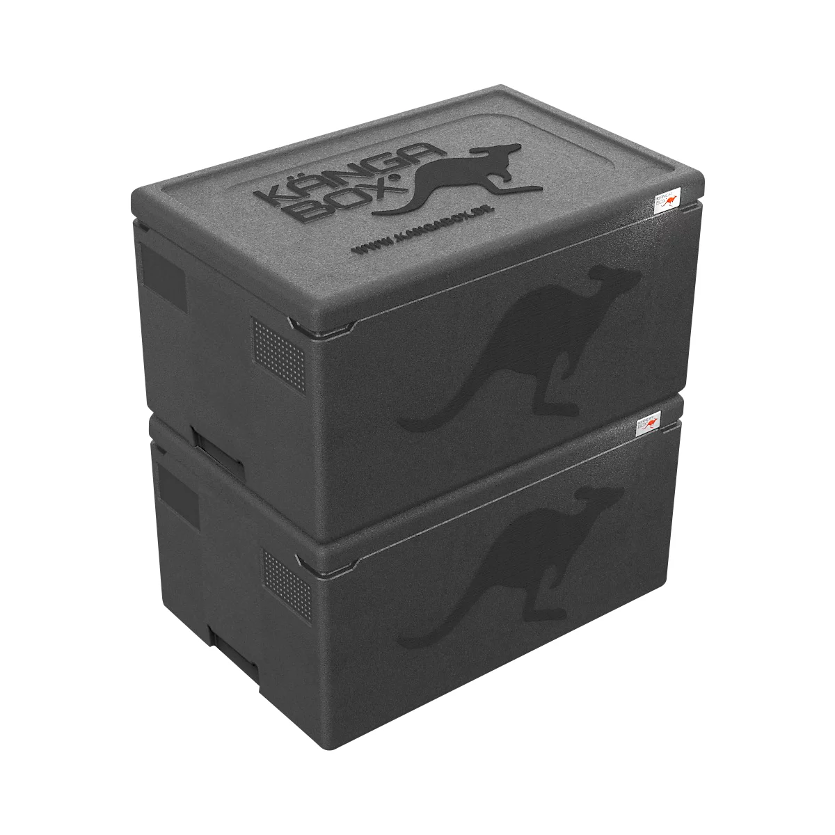 Thermobox Kängabox® Professional GN 1/1, Volumen 39 l, Unterfassgriffe, stapelbar, mit Deckel, EN 10/2011, L 600 x B 400 x H 290 mm, EPP, schwarz