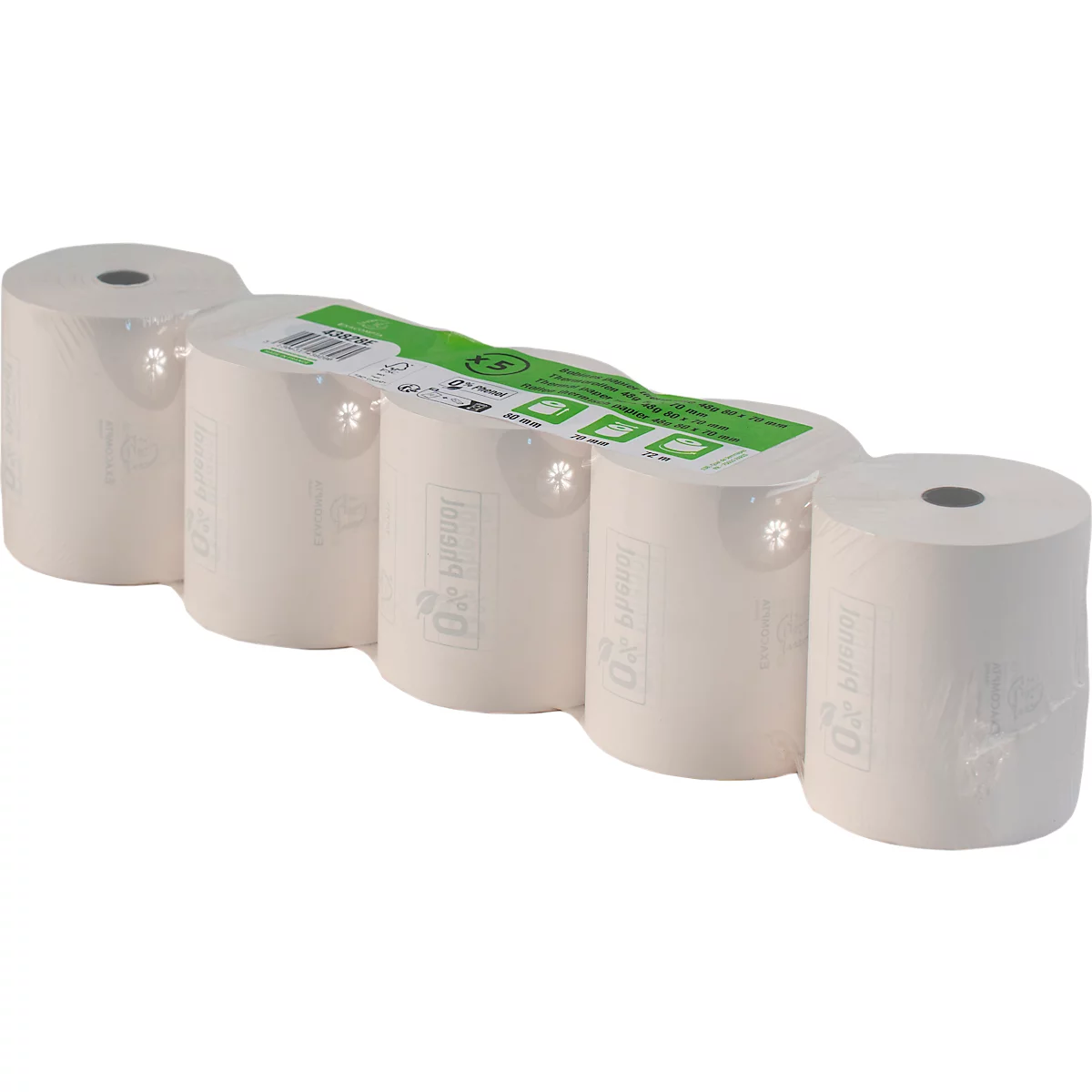 Thermorolle Exacompta 43828E, für alle Thermokassensysteme, L 72 m x B 80 x Ø 70 mm, 1-lagig, phenol-& plastikfrei, FSC®-Papier, weiss, 5 Stück