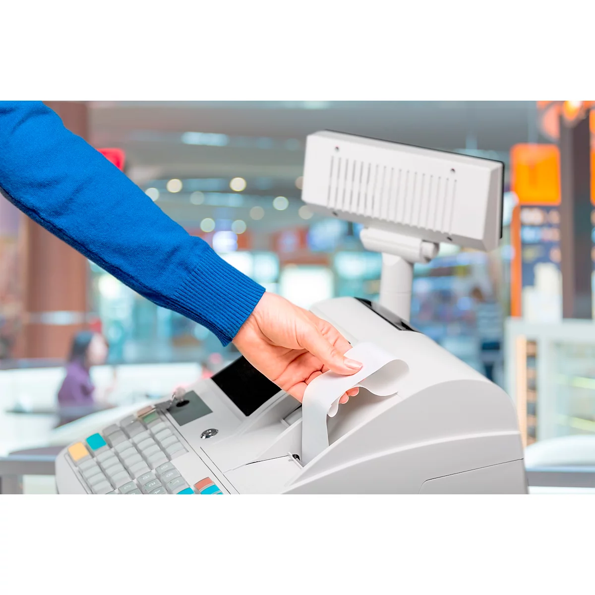 Thermorolle Exacompta, für Kartenzahlung & Kassen, 1-lagig, BPA-frei, FSC-zertifiziert, 55 g/m², L 44 m x B 57 mm, Ø 60 mm, 10 Rollen, weiss