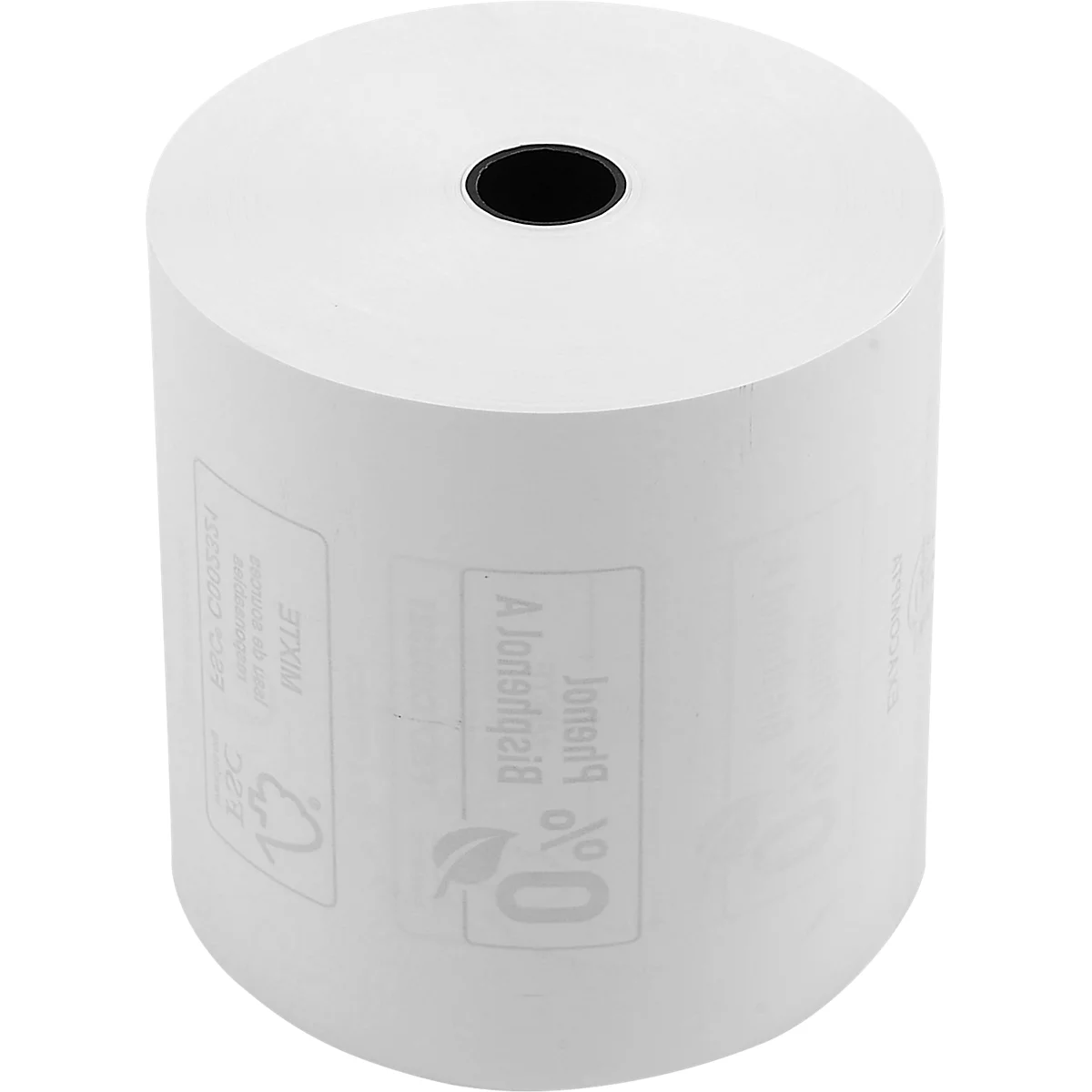 Thermorolle Exacompta, rückseitig bedruckt, 1-lagig, 48 g/m², L 76 m x B 80 mm, Ø 80 mm, 10 Rollen, weiß