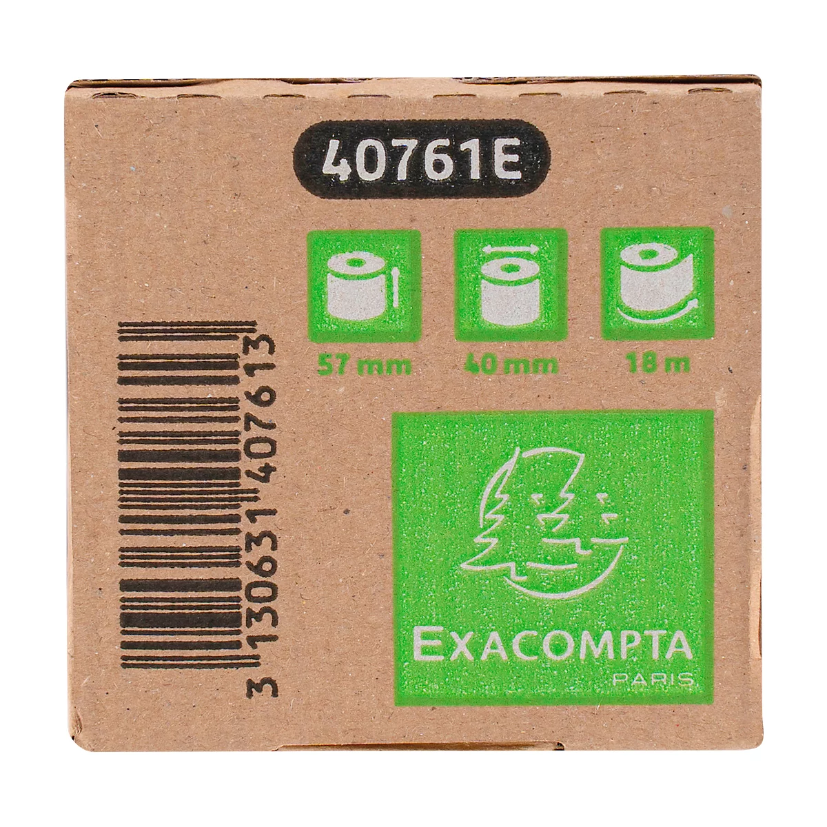 Thermorolle Exacompta, rückseitig bedruckt, 1-lagig, 55 g/m², L 18 m x B 57 mm, Ø 40 mm, 20 Rollen, weiß