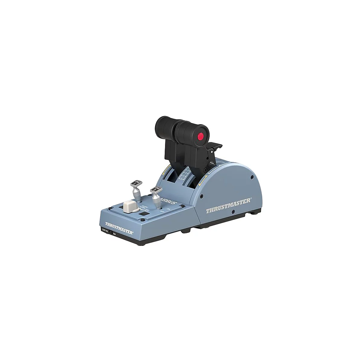Thrustmaster Schubhebel-Einheit im Airbus-Design auf weißem Hintergrund.