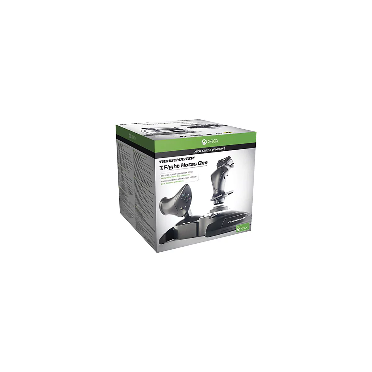 Die Verpackung eines Thrustmaster T.Flight Hotas One Flight Simulators fÃ¼r Xbox One und Windows. Der Joystick ist auf der Verpackung abgebildet.