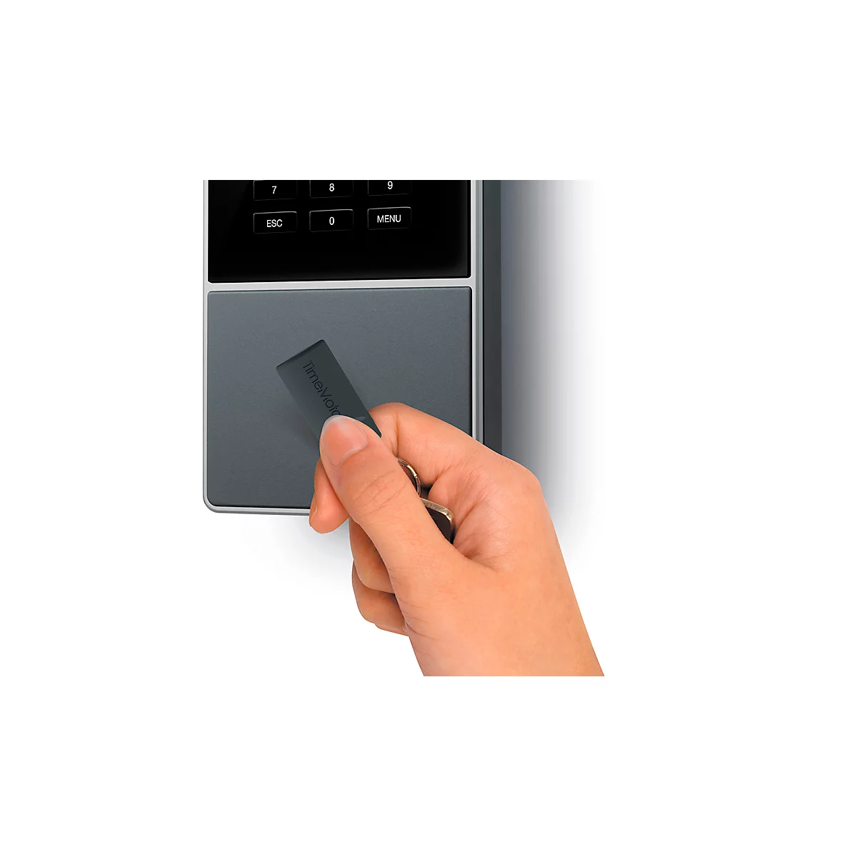 TimeMoto TM-616 tijdregistratiesysteem, wandmontage, complete oplossing, tot 200 gebruikers, ID via RFID/PIN, USB/LAN/WLAN, 5 RFID-kaarten