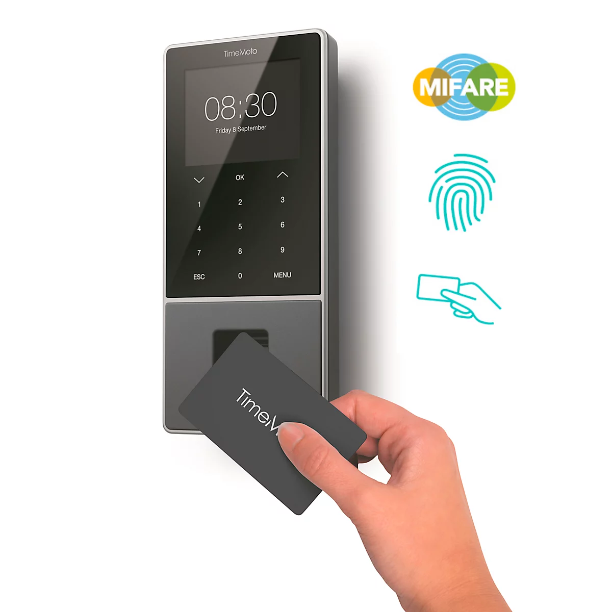TimeMoto Zeiterfassungssystem TM-828 SC MIFARE, Chipkartenleser (RFID & MIFARE)