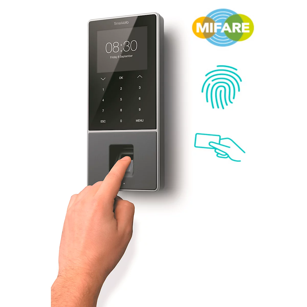 TimeMoto Zeiterfassungssystem TM-828 SC MIFARE, Chipkartenleser (RFID & MIFARE)