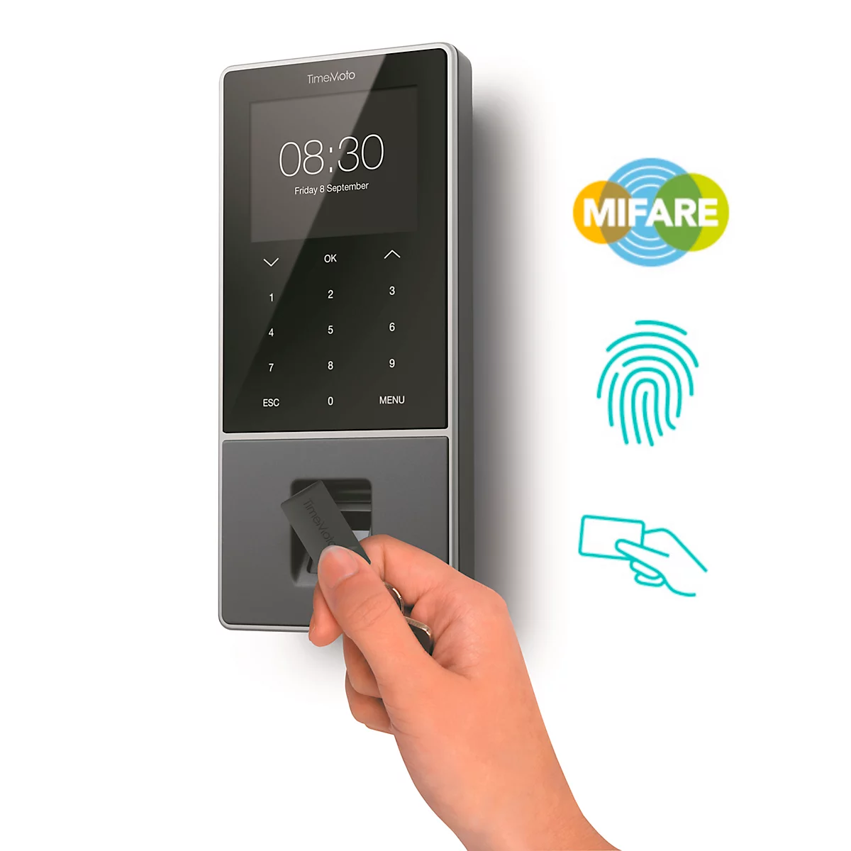 TimeMoto Zeiterfassungssystem TM-828 SC MIFARE, Chipkartenleser (RFID & MIFARE)