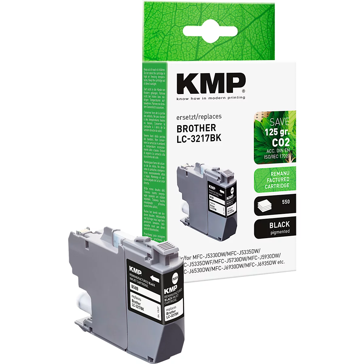 Tintenpatrone KMP, ersetzt Brother LC3217BK (LC-3217BK), bis 550 Seiten, Einzelpack, schwarz