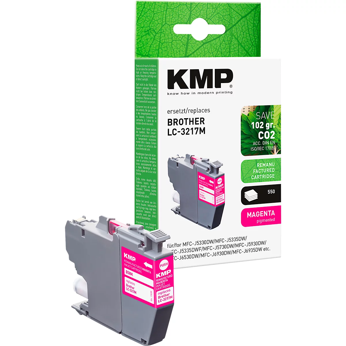 Tintenpatrone KMP, ersetzt Brother LC3217M (LC-3217M), bis 550 Seiten, Einzelpack, magenta