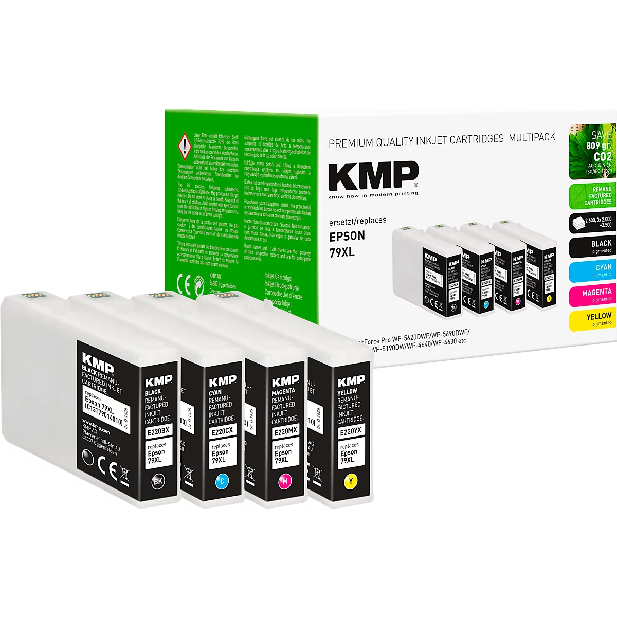 Tintenpatrone KMP, ersetzt Epson 79XL (C13T79024010/C13T79034010/C13T79044010), bis 3000/2700 Seiten, Multipack, CMYK