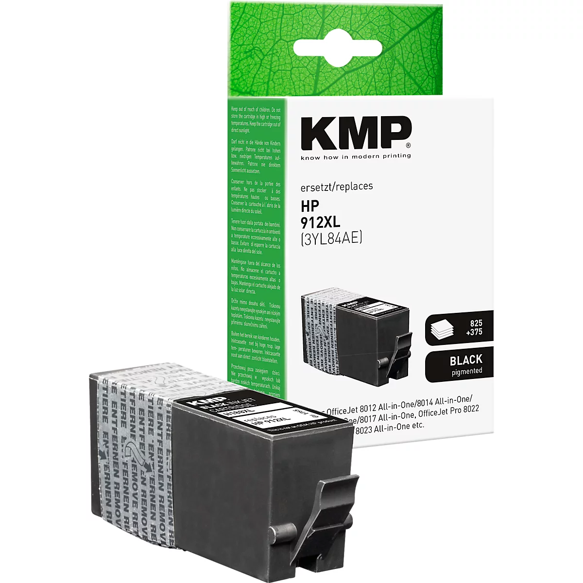 Tintenpatrone KMP, ersetzt HP 912XL (3YL84A), bis 1200 Seiten, Einzelpack, schwarz
