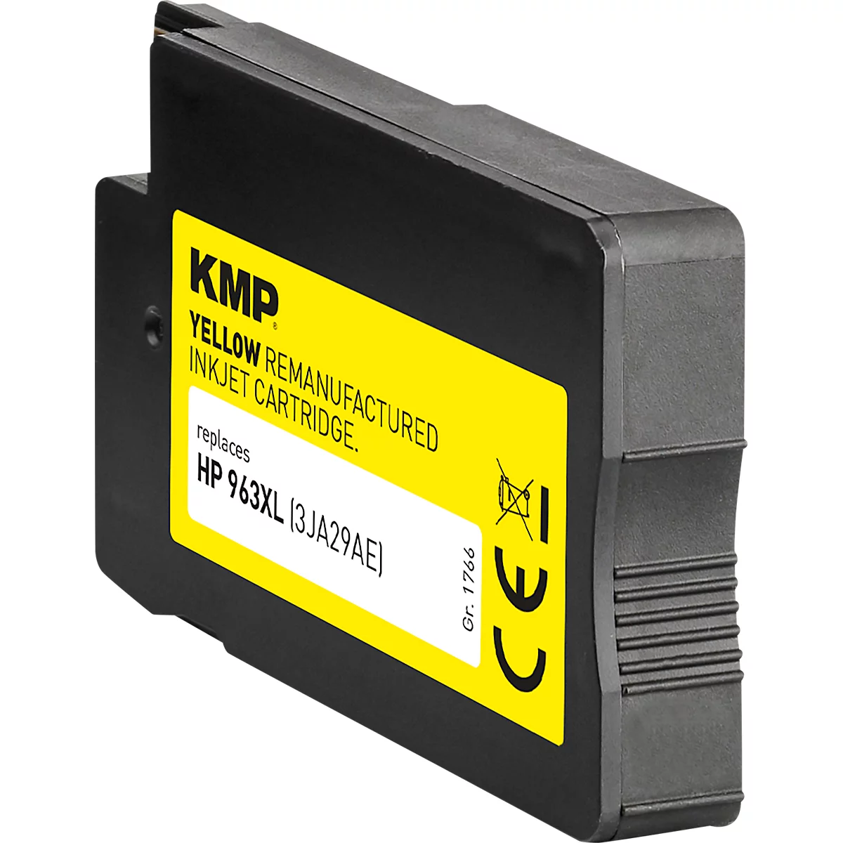 KMP Tintenpatrone Gelb, ersetzt HP 963XL, vor neutralem Hintergrund.