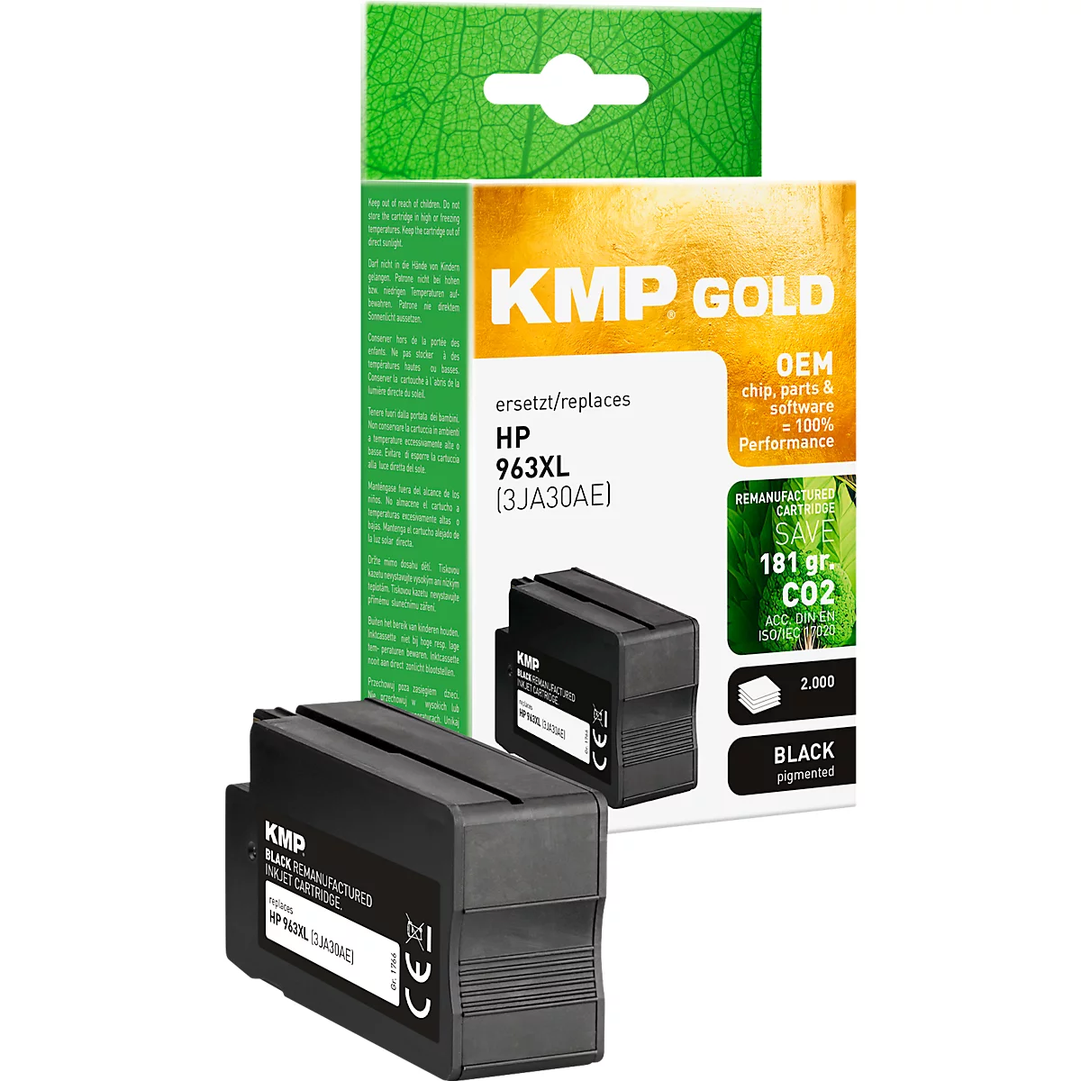 Tintenpatrone KMP, ersetzt HP 963XL (3JA30AE), bis 2000 Seiten, Einzelpack, schwarz
