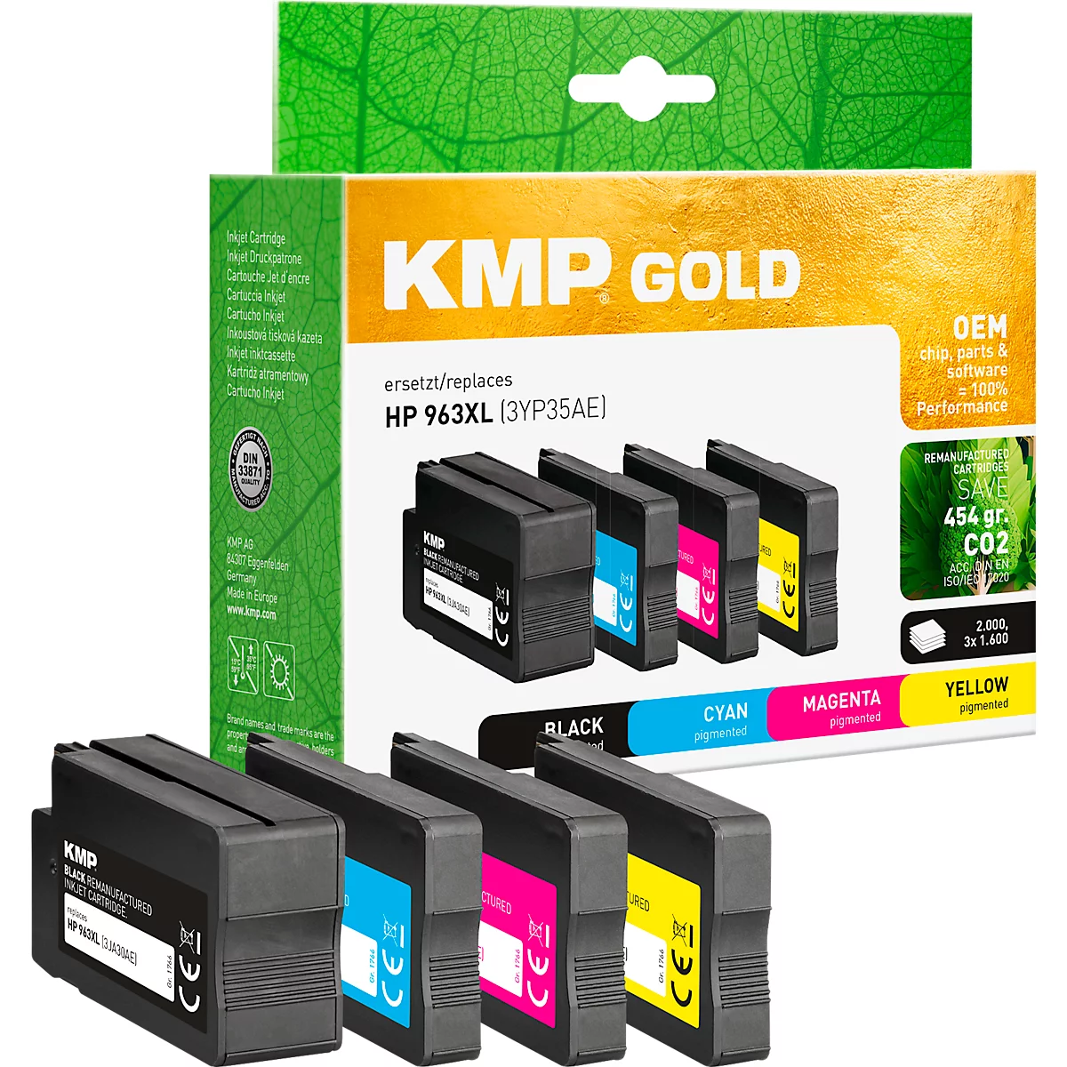 Tintenpatrone KMP, ersetzt HP 963XL-Serie, bis 2000/1600 Seiten, Multipack, CMYK