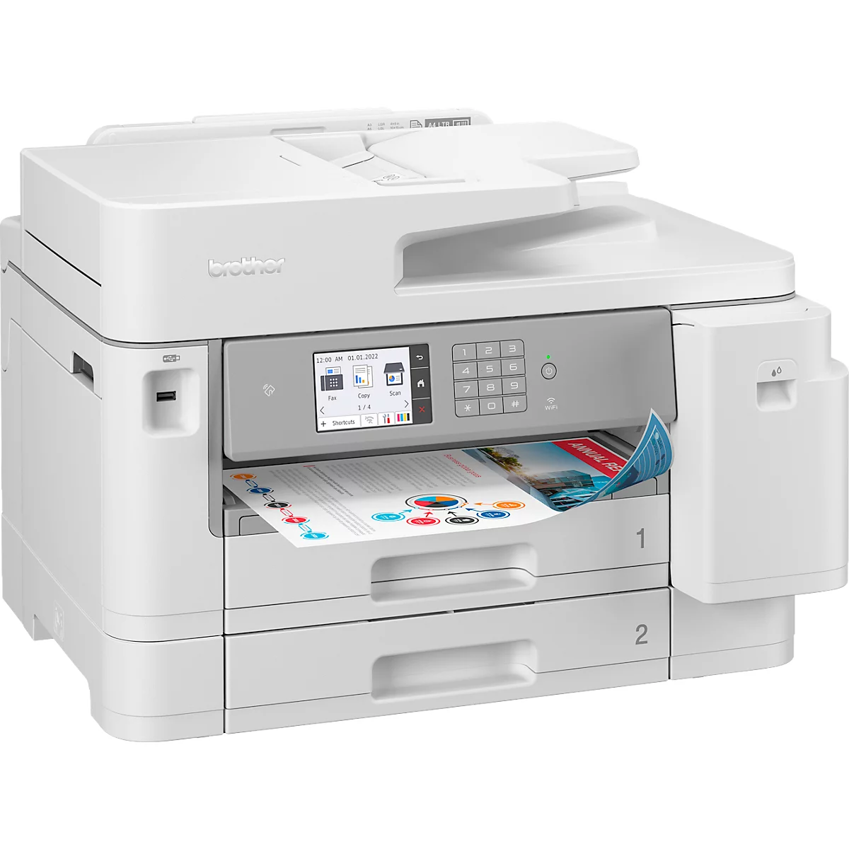 Tintenstrahl Multifunktionsdrucker Brother MFC-J5955DW, 4 in 1,USB/LAN/WLAN, Auto-Duplex/Mobildruck/NFC, 2 Papierkassetten, bis A3, mit CMYK-Patronen