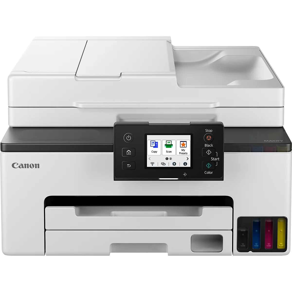 Tintenstrahl Multifunktionsdrucker Canon MAXIFY GX2050, 4-in-1, USB/LAN/WLAN/Cloud, Auto-Duplex, Mobildruck, bis A4, inkl. CMYK-Tintenflaschen