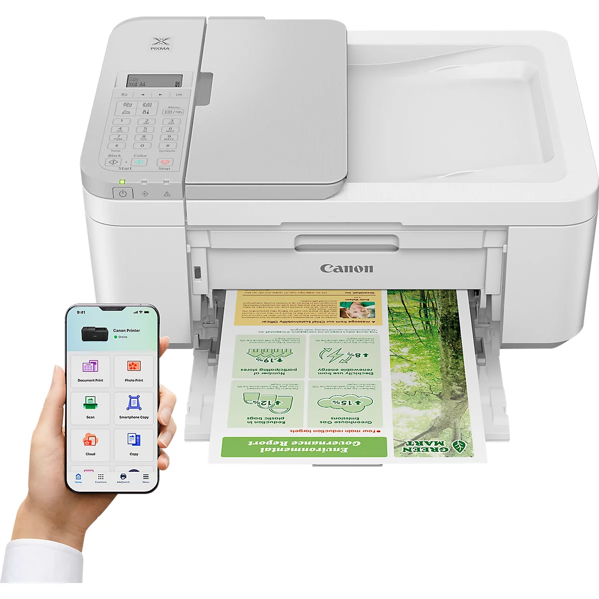 Tintenstrahl Multifunktionsdrucker Canon PIXMA TR4756i, 4-in-1, USB/WLAN, Auto-Duplex, Mobildruck, Cloud, bis A4, weiss