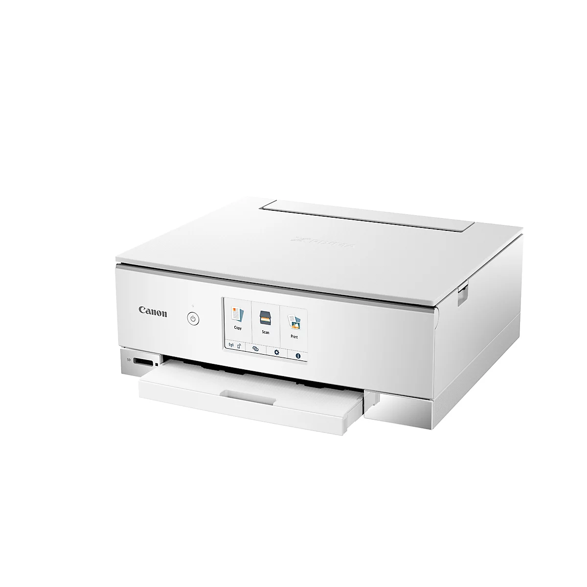 Tintenstrahl-Multifunktionsdrucker Canon PIXMA TS8351a, 3-in-1, USB/WLAN/SD, Auto-Duplex/Mobildruck,bis A4, inkl. 6 ChromaLife-Tintentanks, weiß