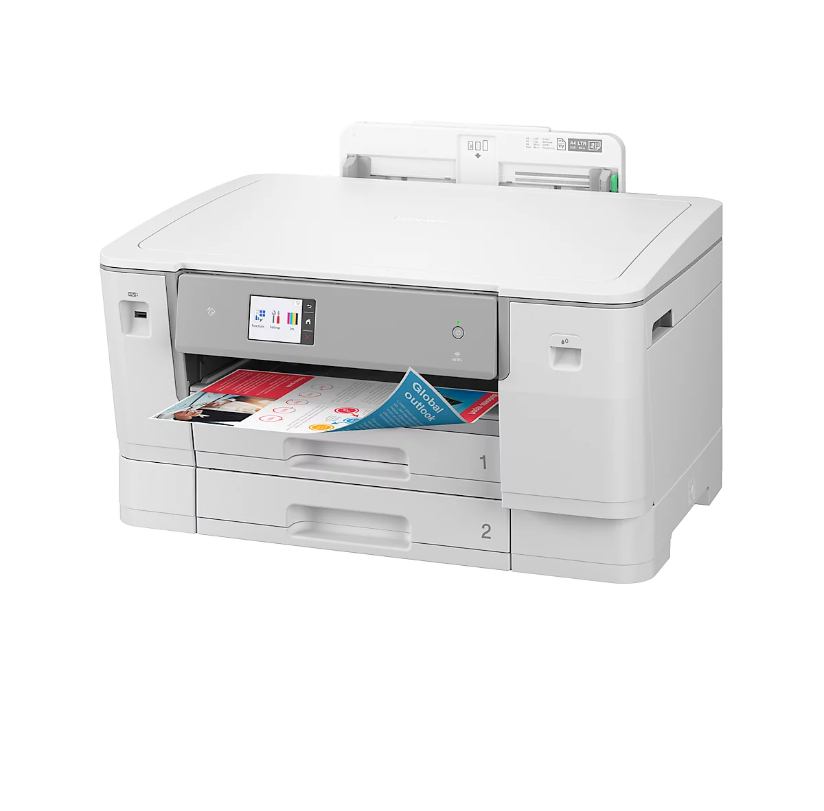 Tintenstrahldrucker Brother HL-J6010DW, Schwarzweiß/Farbe, USB/LAN/WLAN, Auto-Duplex/Mobildruck/NFC, 2 Papierkassetten, bis A3, inkl. CMYK-Patronen