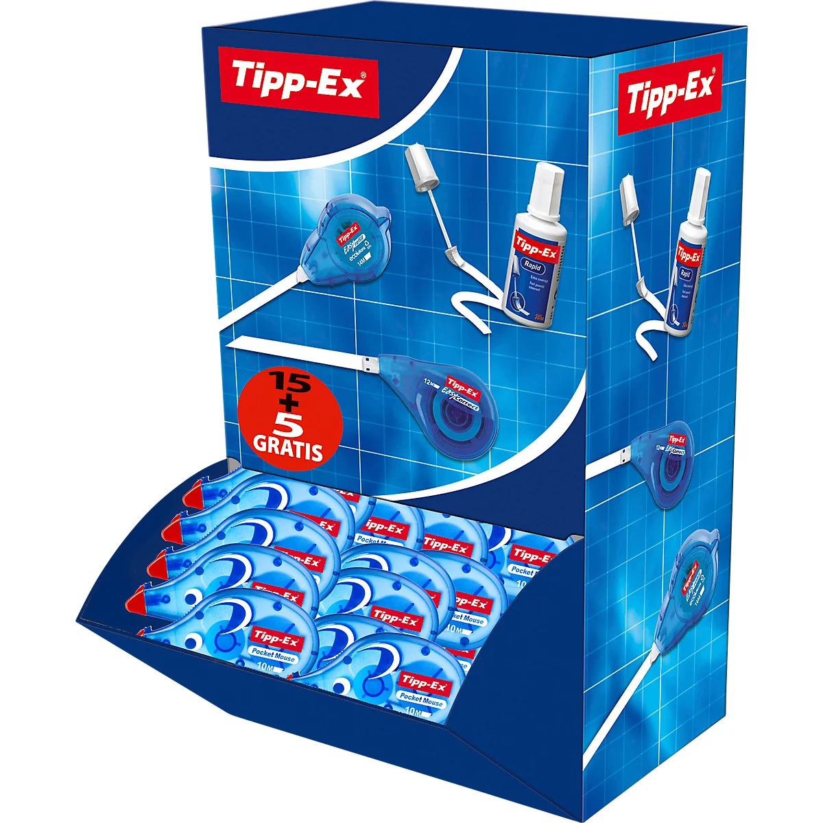 Tipp-Ex Pocket Mouse Korrekturroller mit 10 m Band, 4,2 mm breit, 20 Stück im 15+5 Vorteilspack