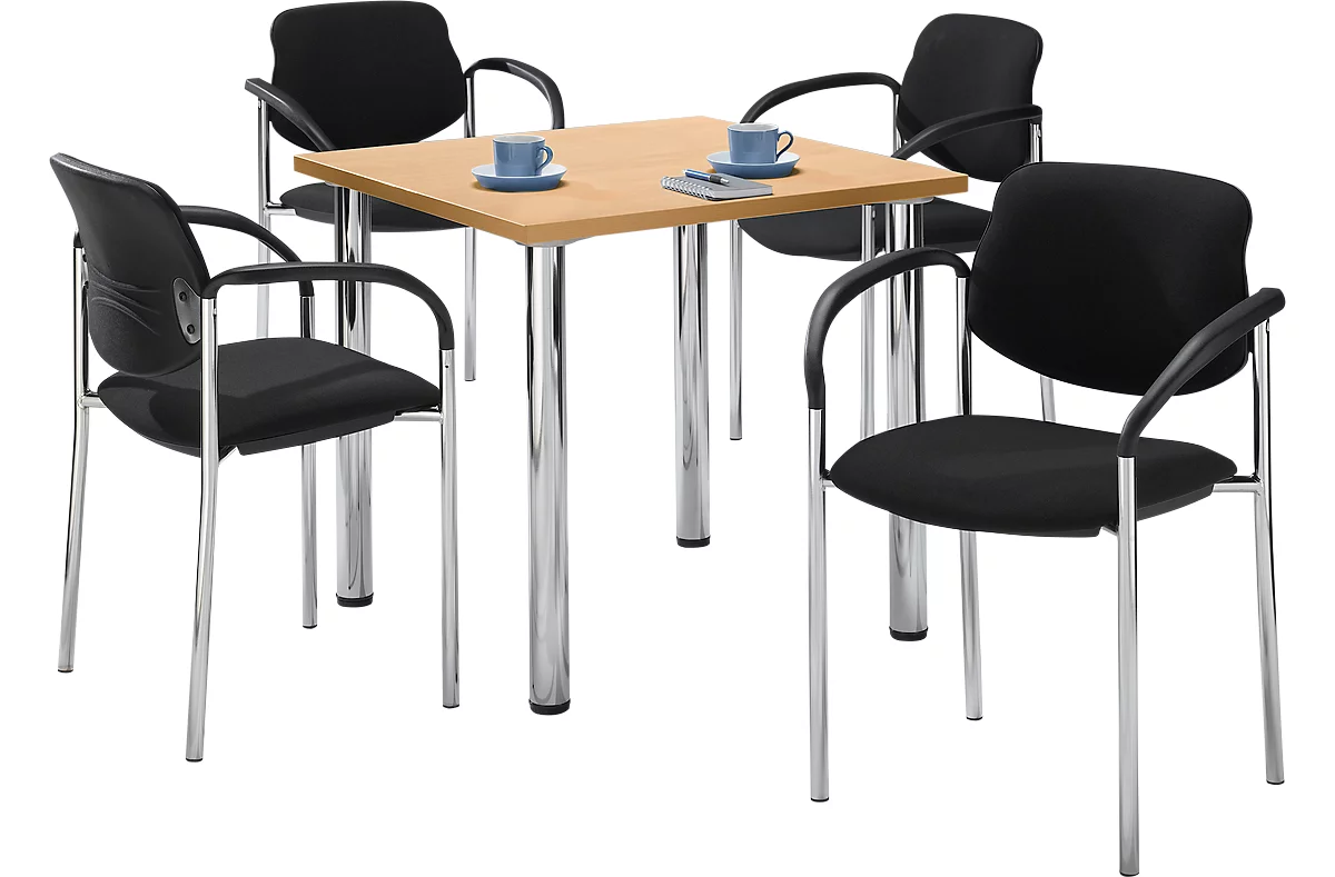 Tisch m. 4 Stühlen, Buche-Dekor, 800x800 mm 