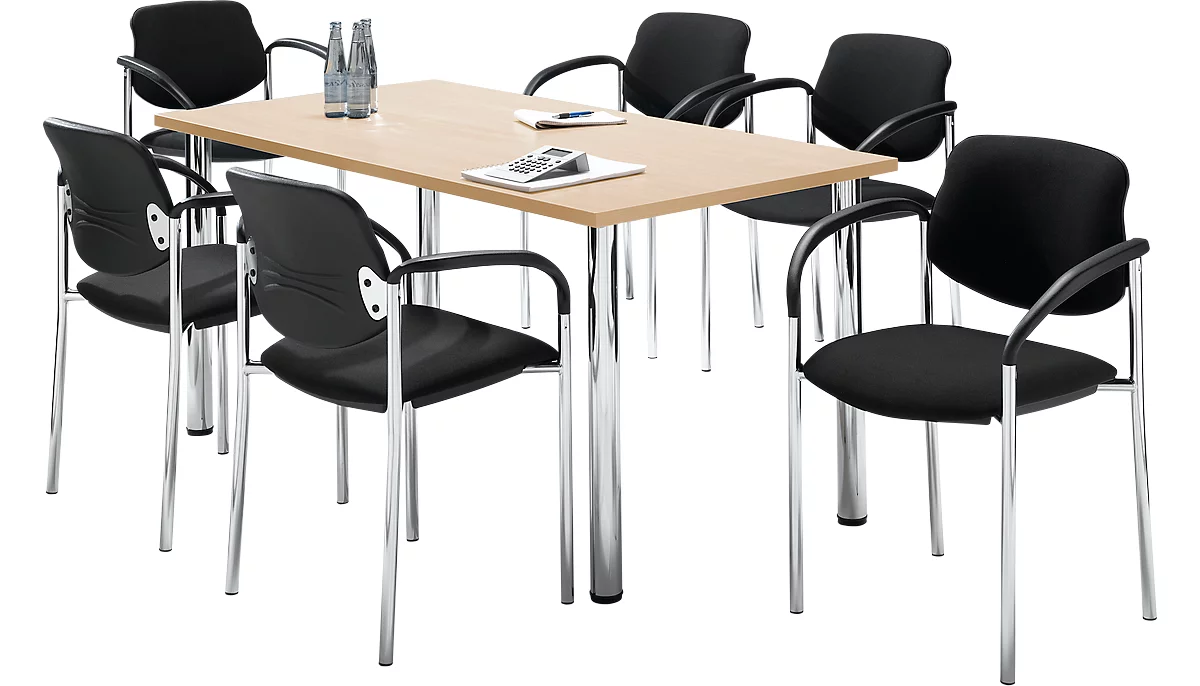 Tisch m. 6 Stühlen, Ahorn-Dekor, 1600x800 mm 
