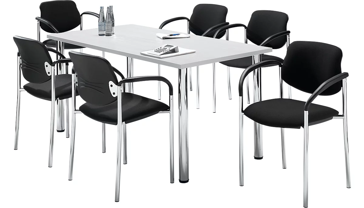 Tisch m. 6 Stühlen, lichtgrau, 1600x800 mm 
