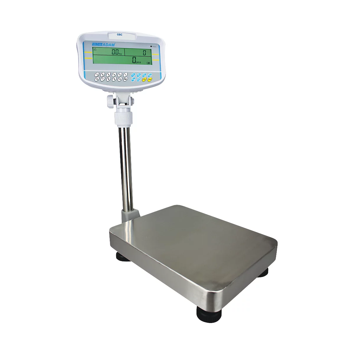 Tisch-Zählwaage Adam GBC 16, Wägebereich 0,5 g-16 kg, LC-Display, Ziffernblock, RS-232, Netzanschluss/Akku, B 300 x T 520 x H 680 mm, Edelstahl, grau