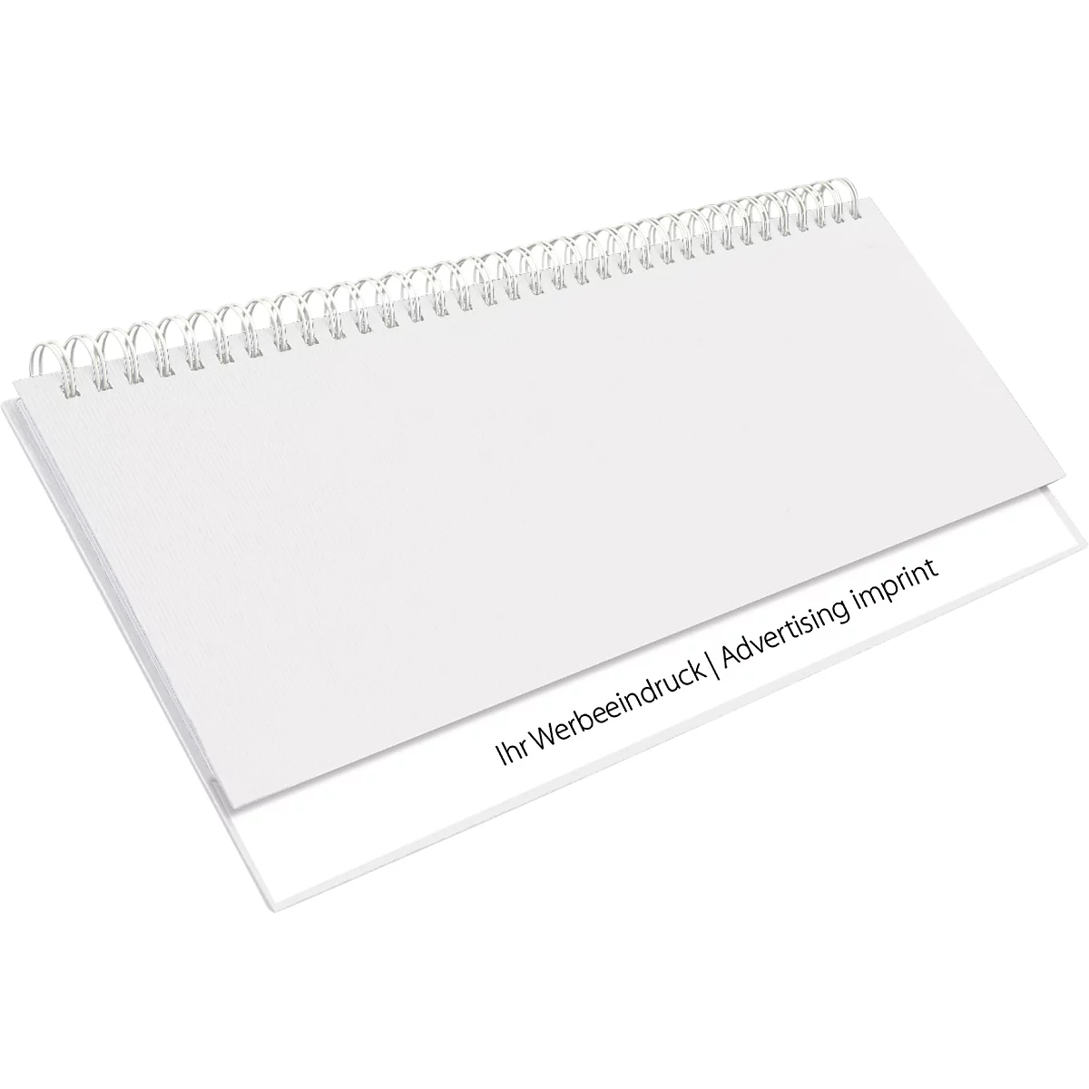 Tischkalender Korsch 2026, Querformat, 128 Seiten mit Wochenübersicht und Kalendarium für D/GB/F/I, Sonn-/Feiertage rot, B 298 x H 105 mm, Karton, weiß