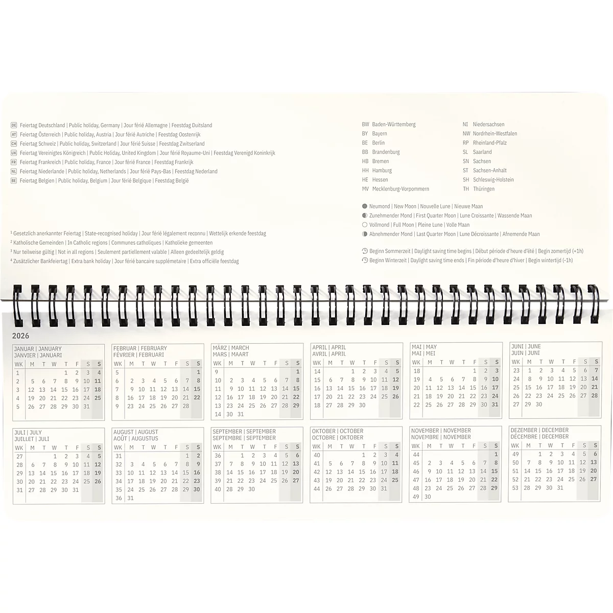 Tischkalender Sigel Conceptum 2026 C2680, Querformat, 132 Seiten, 1 Jahr, auf 2 Seiten unten Woche/oben Notizseite, PEFC®-Papier/Kunststoff, schwarz