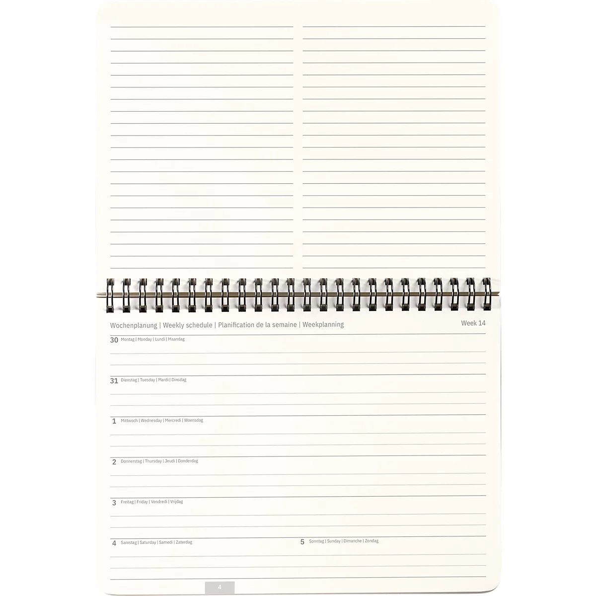 Tischkalender Sigel Conceptum 2026 C2681, A5 Querformat, 144 Seiten, 1 Jahr, auf 2 Seiten unten Monat/oben Notizseite, PEFC®-Papier/Kunststoff, schwarz