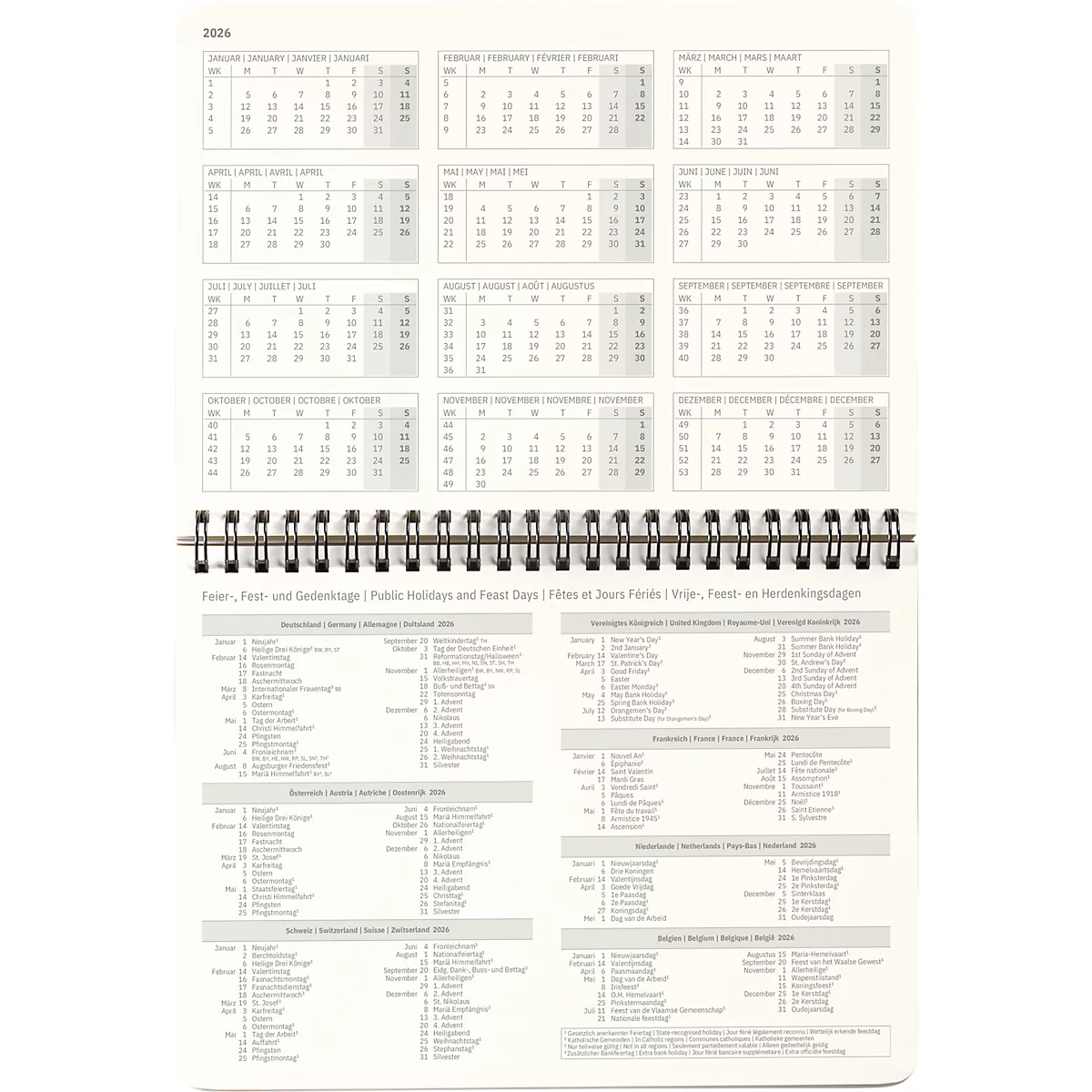 Tischkalender Sigel Conceptum 2026 C2681, A5 Querformat, 144 Seiten, 1 Jahr, auf 2 Seiten unten Monat/oben Notizseite, PEFC®-Papier/Kunststoff, schwarz