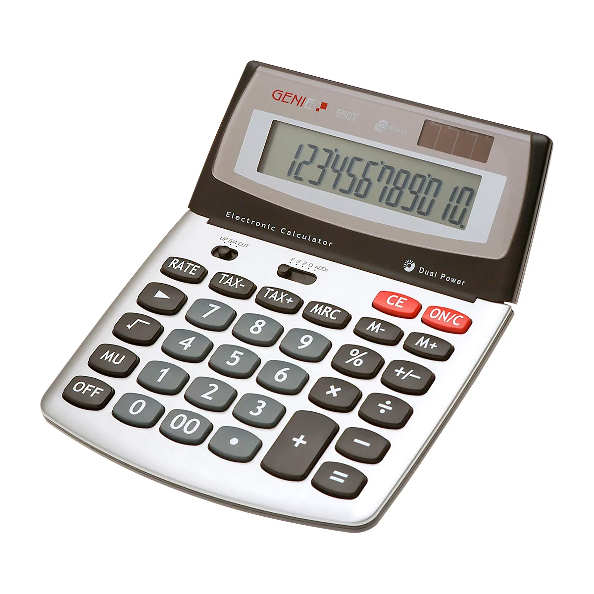 Tischrechner Genie 560 T, mit 12-stelligem Jumbo-Display, Solar- & Batteriebetrieb