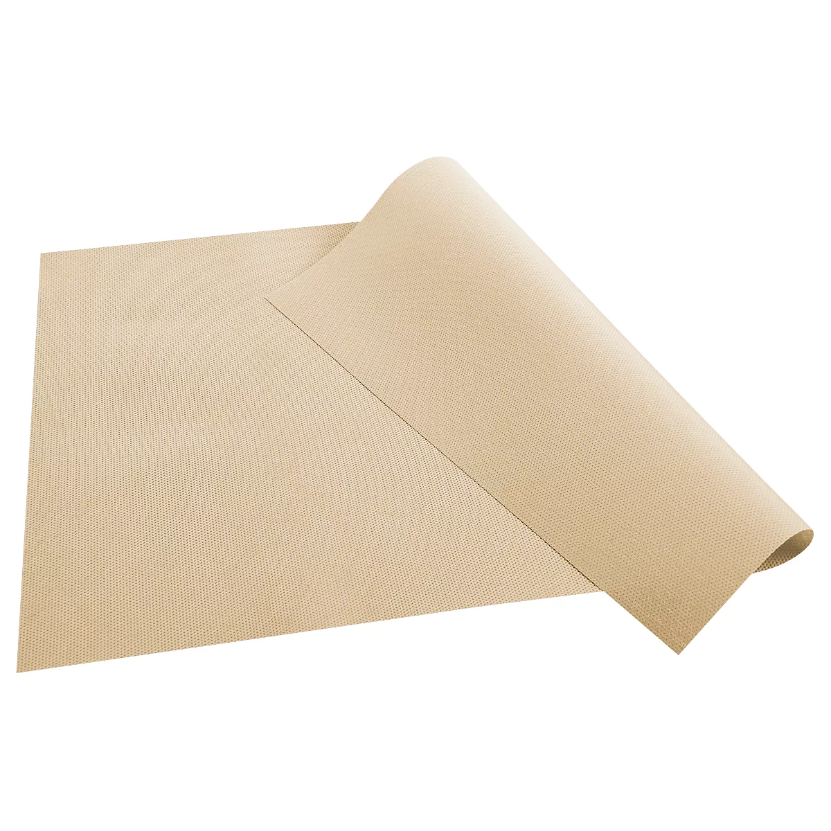 Beige Papier, teilweise aufgerollt. Die Textur der Oberfläche ist zu sehen.