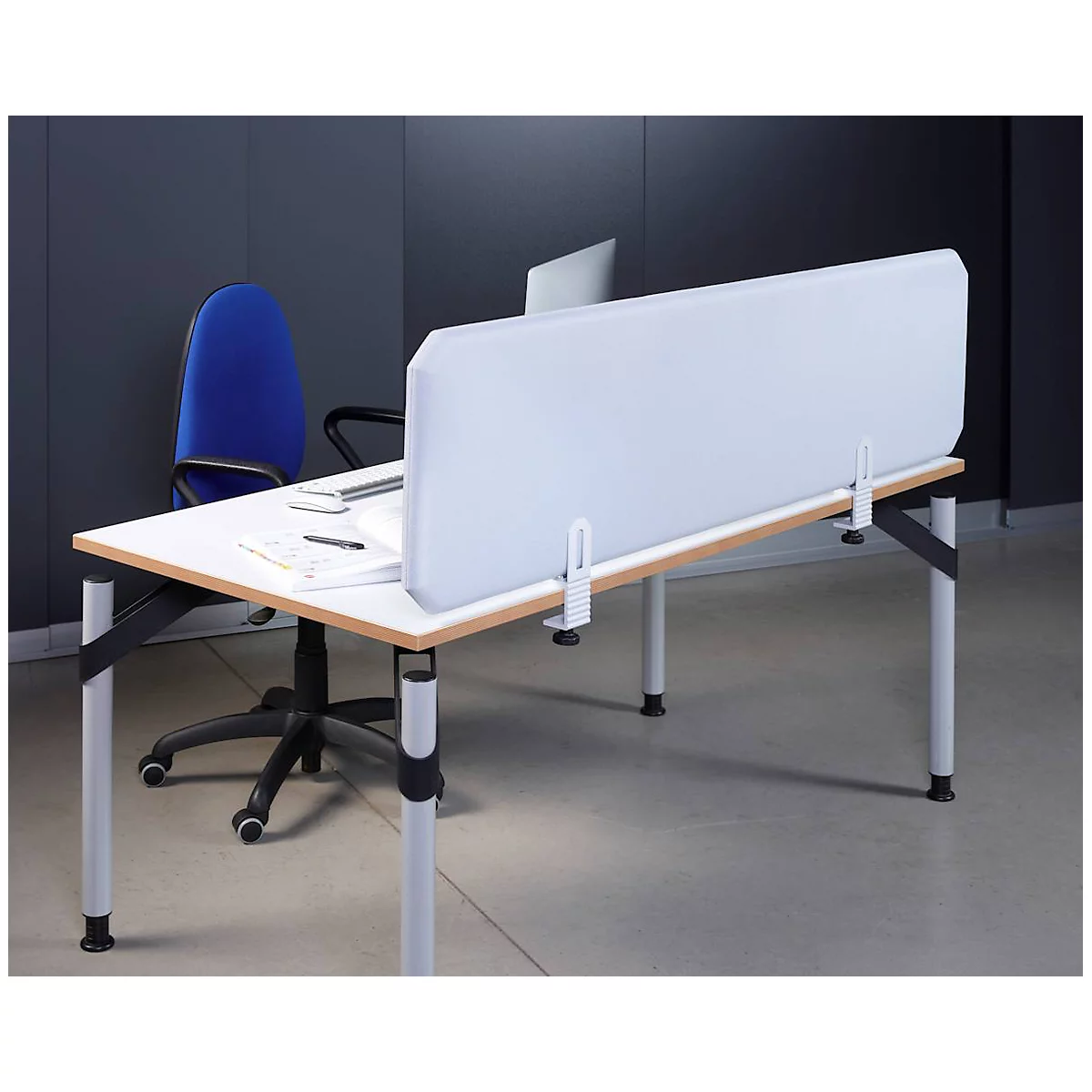 Tischtrennwand, B 1600 x H 450 mm, grau