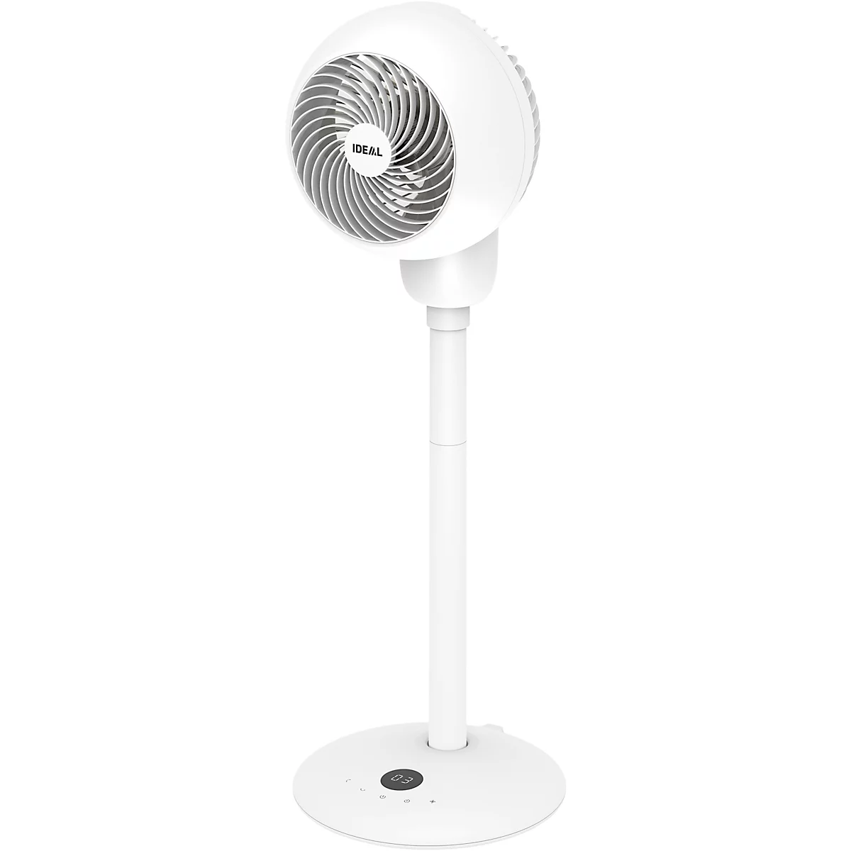 Tischventilator IDEAL FAN1, als Standventilator nutzbar, 4 Ventilationsstufen, Oszillation 90/60°, Timer, Fernbedienung, Ø 310 x H 532-905 mm, weiß