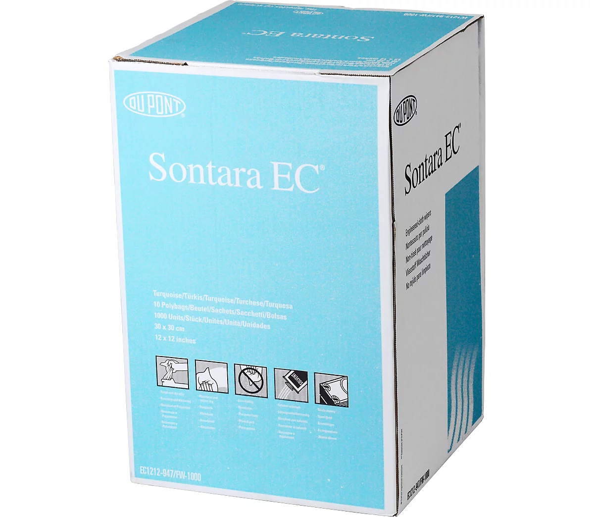Toallitas crepadas Sontara® EC, color turquesa, 1000 hojas/cartón
