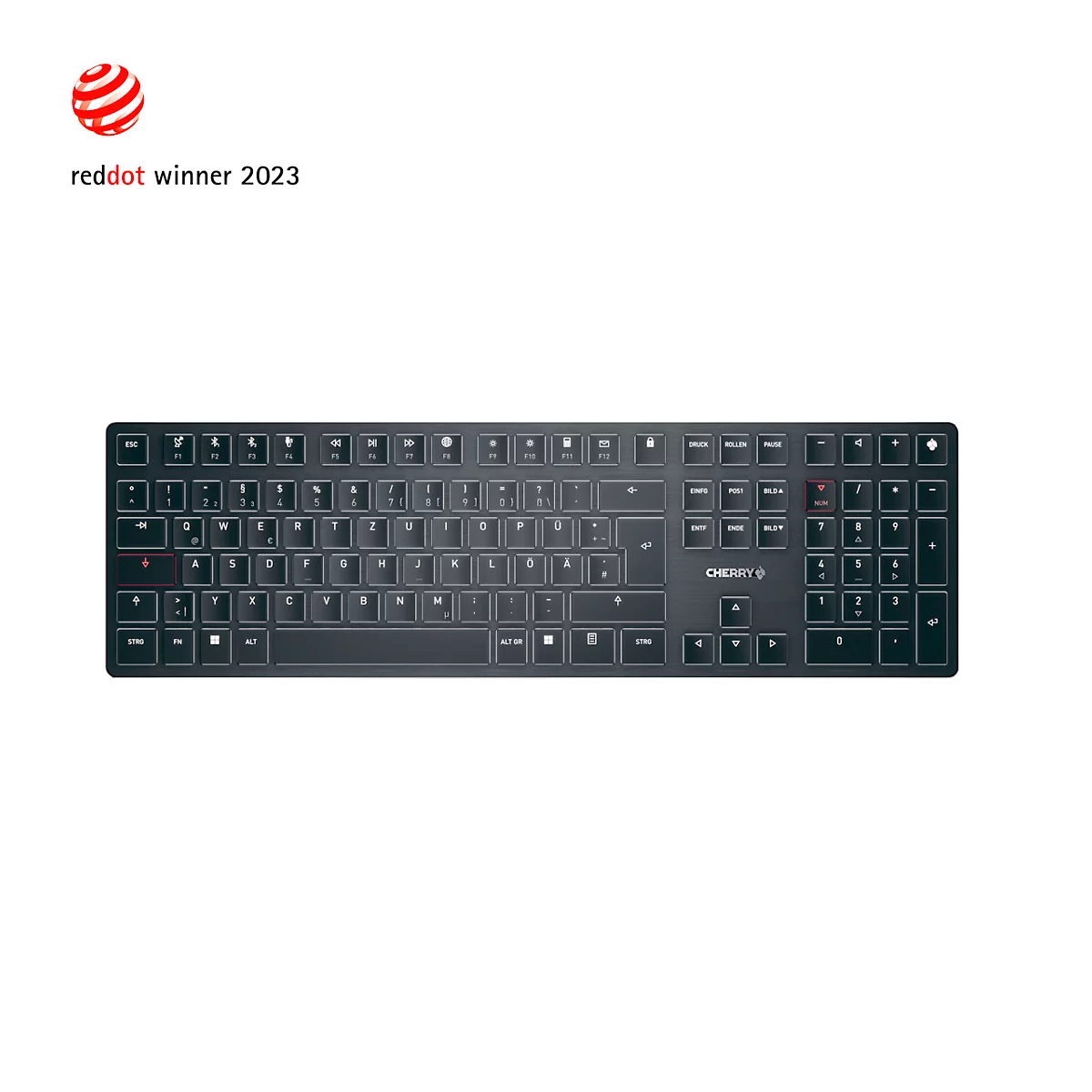 Toetsenbord Cherry KW X ULP, QWERTZ, verlicht, mechanisch, slank ontwerp, zwart