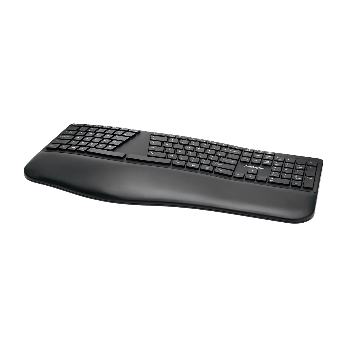 Toetsenbord Kensington Pro Fit® Ergo, ergonomisch ontwerp, draadloos, polssteun, Windows &amp; Mac, B 216 x D 436 x H 38 mm zwart