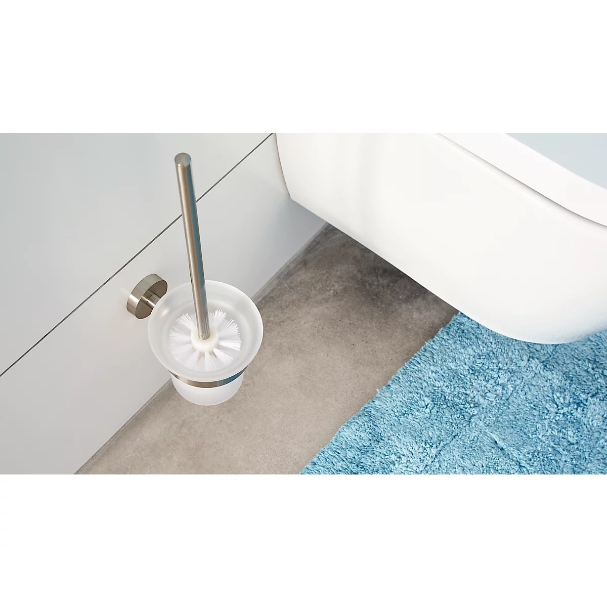 Toiletborstel tesa Moon, bevestiging zonder boren, incl. kleefoplossing, verwijderbaar, roestvrijstaal-look