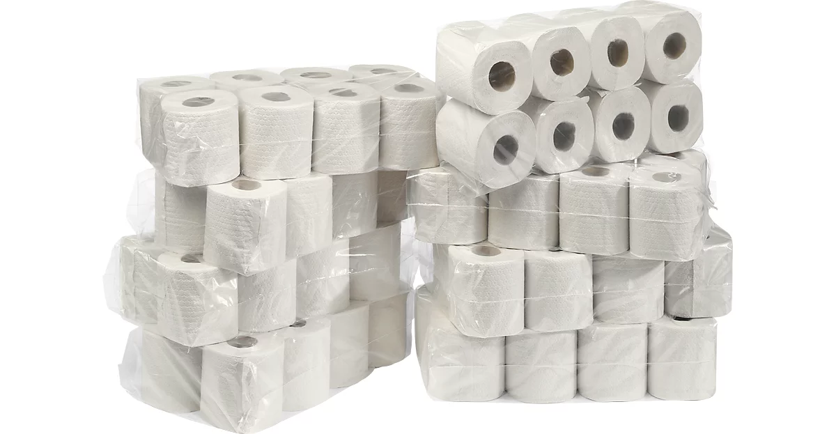 Toilettenpapier, 2-lagig, 64 Rollen mit jeweils 250 Blatt, Zellstoff, naturweiss