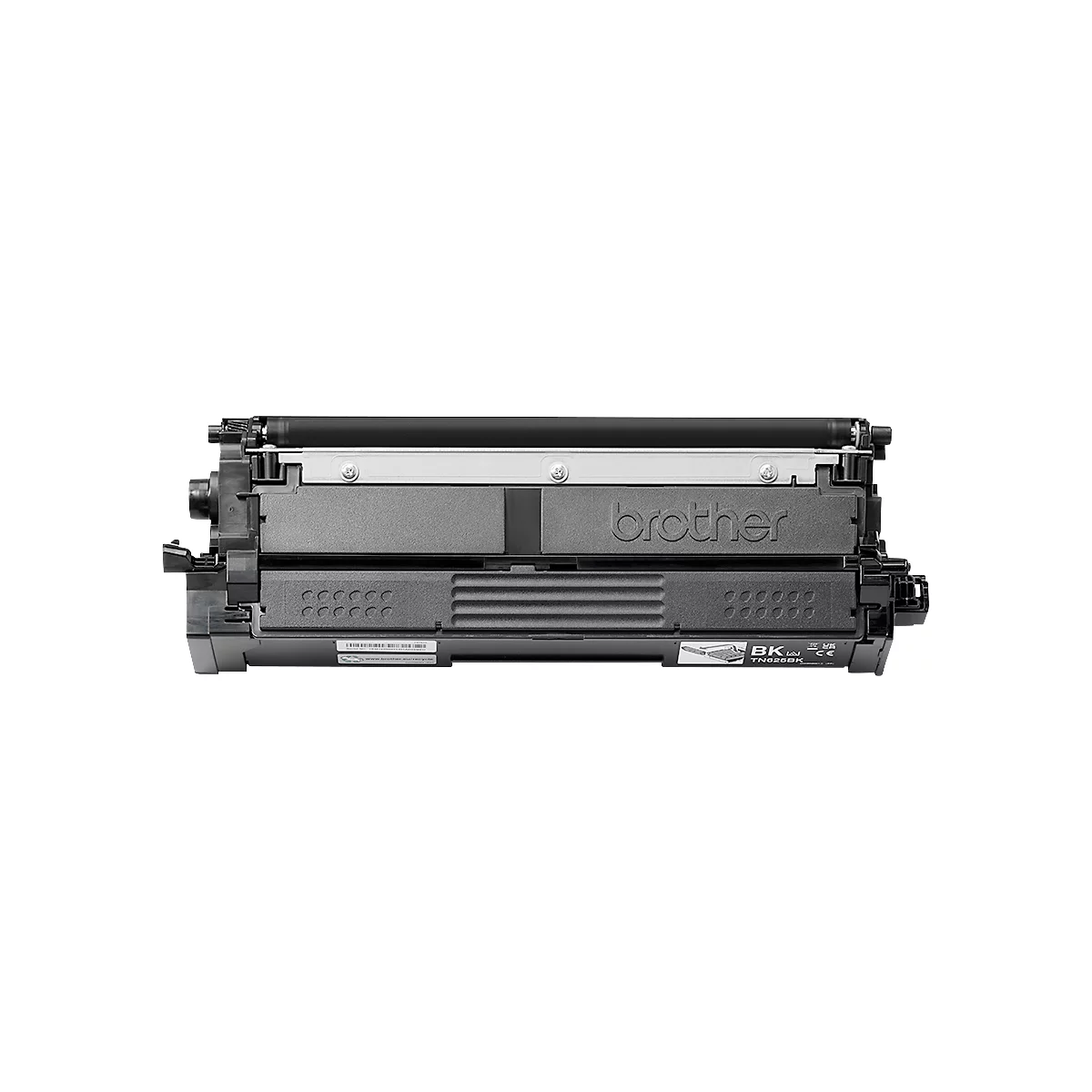 Cartouche de toner noire Brother sur fond blanc.