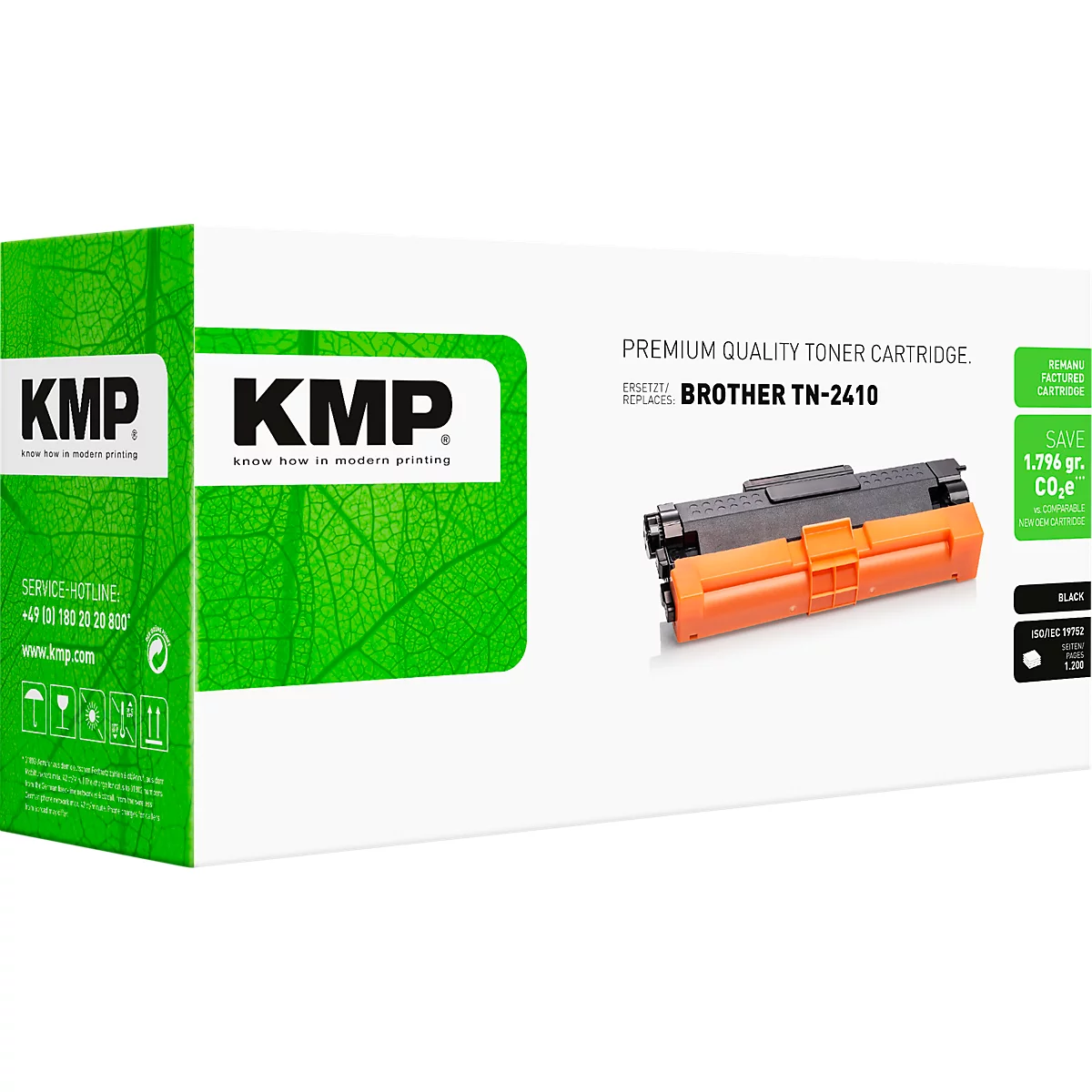 KMP Tonerkartusche für Brother TN-2410 in weiß-grüner Verpackung.