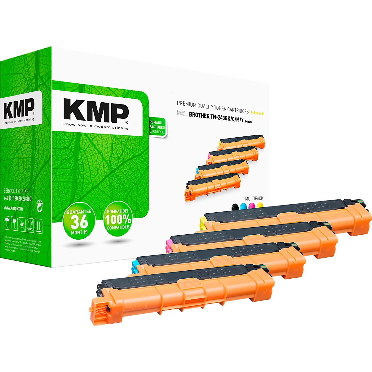 Toner KMP, ersetzt Brother TN243 CMYK, bis 1000 Seiten, Multipack, CMYK