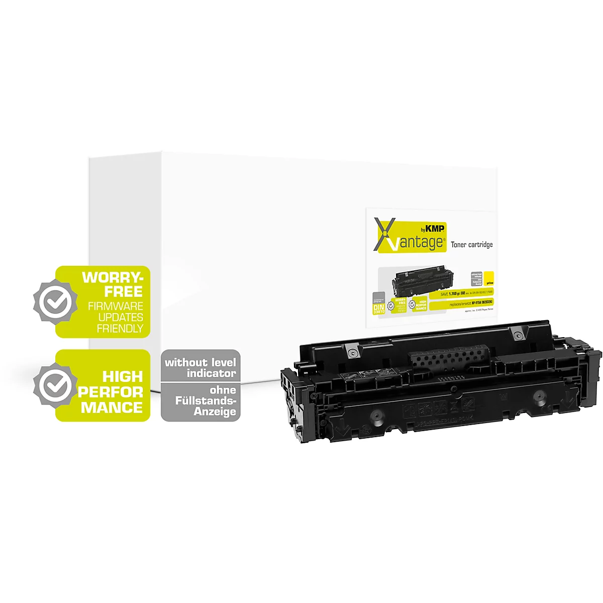 Toner KMP, ersetzt HP 415A (W2032A), bis 2100 Seiten, Einzelpack, gelb
