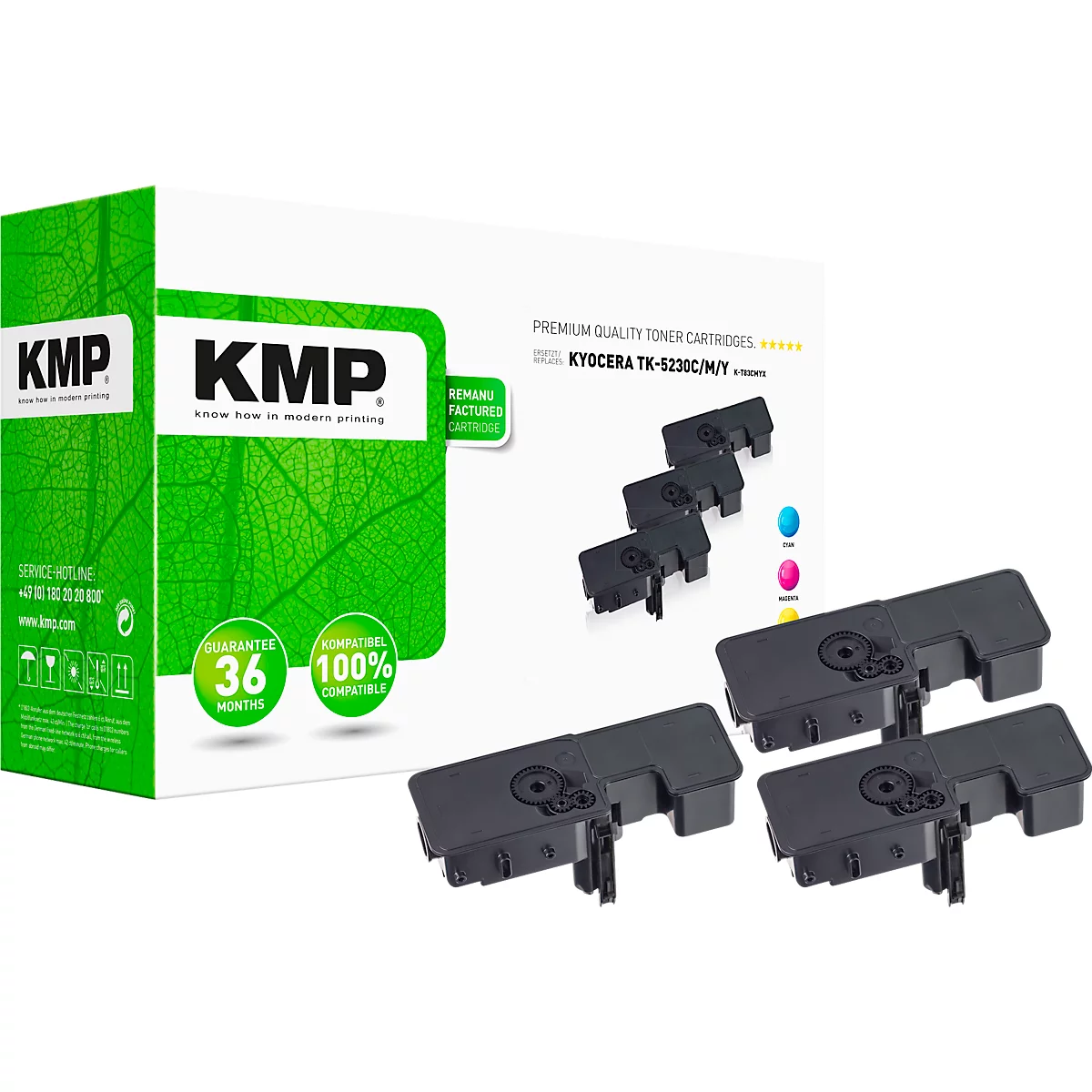 Toner KMP, ersetzt Kyocera TK-5230CMY, bis 2200 Seiten, Multipack, CMY