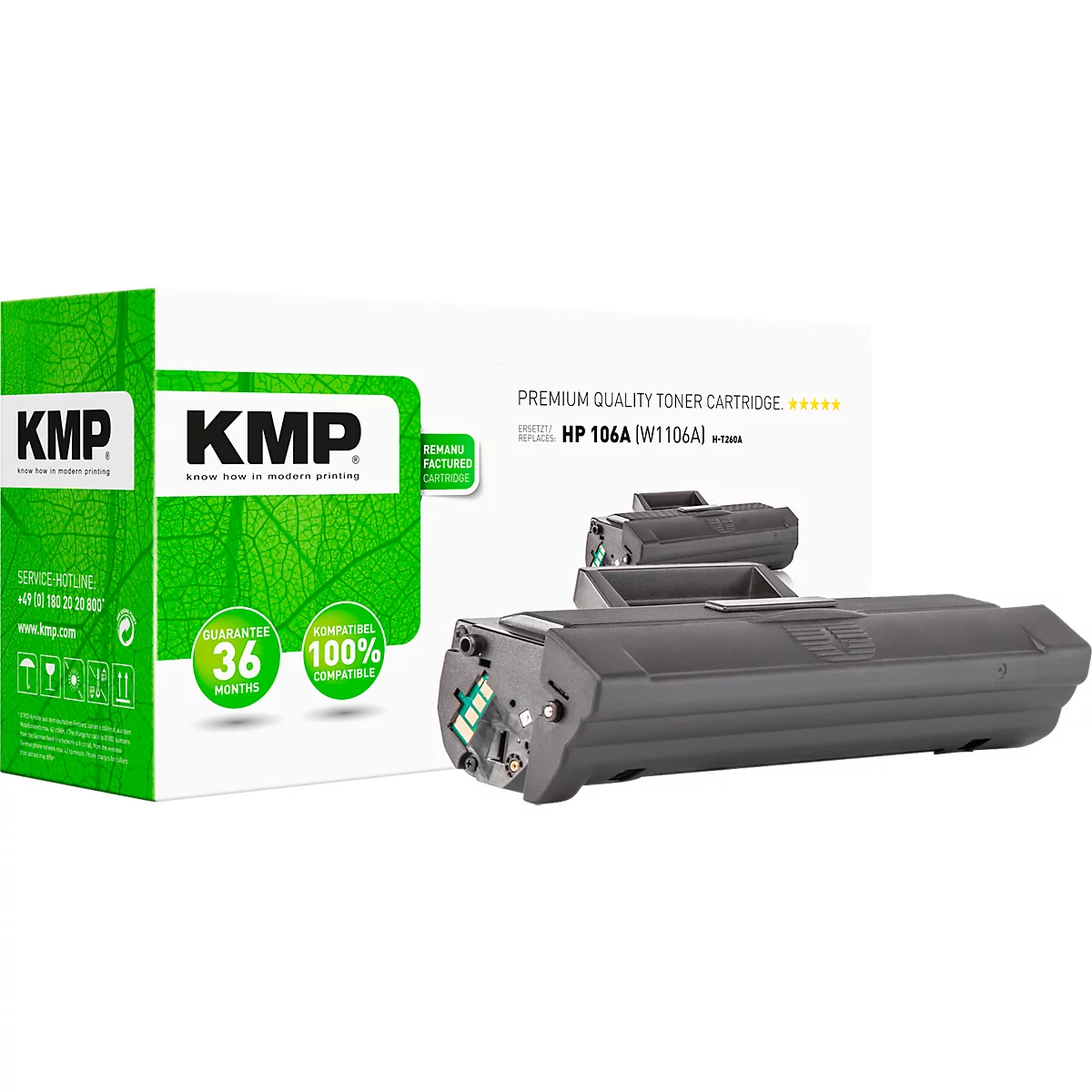 Une cartouche de toner pour une imprimante, partiellement visible dans son emballage.